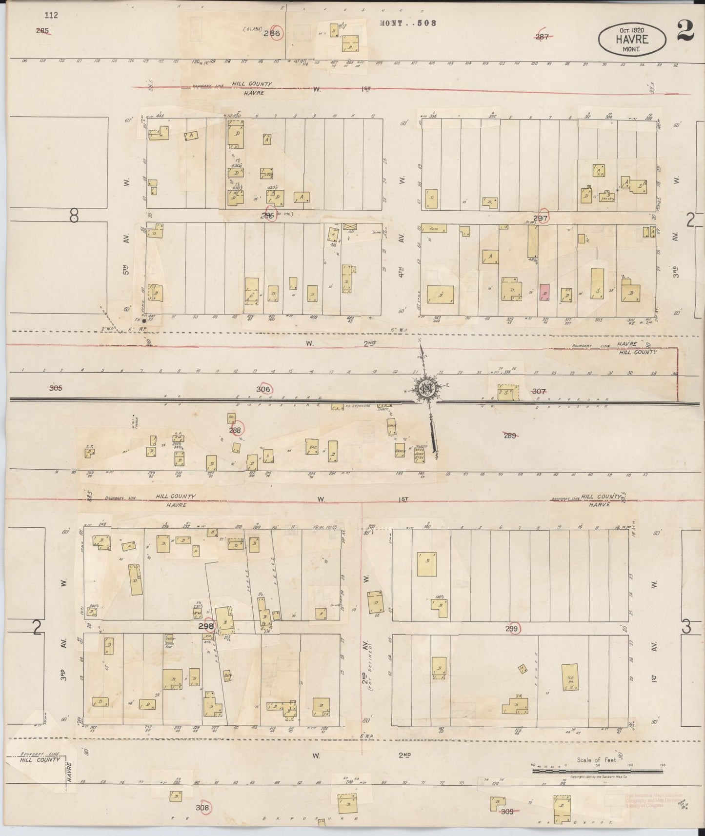 Sanborn Fire Insurance Map from Havre, Hill County, Montana (1943), Sheet #0002 - Complete Map Set gallery image, historic Sanborn map, vintage wall art, Montana Montana