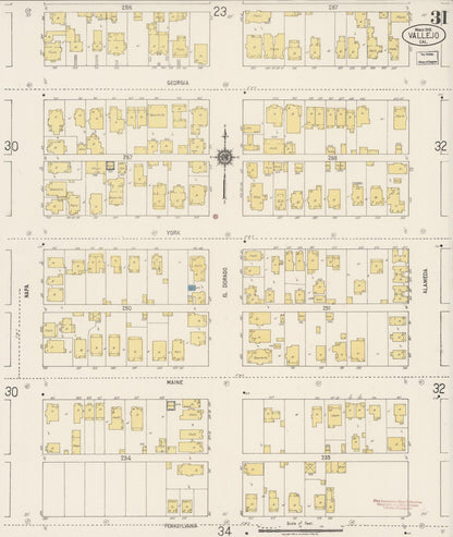 Sanborn Fire Insurance Map from Vallejo, Solano County, California (1919), Sheet #0031 - Complete Map Set gallery image, historic Sanborn map, vintage wall art, California California