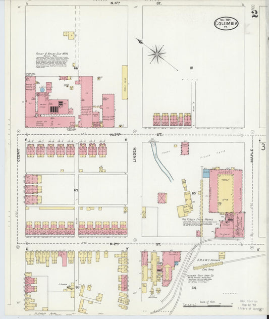 Sanborn Fire Insurance Map from Columbia, Lancaster County, Pennsylvania (1904), Sheet #0002 - Historic Sanborn Fire Insurance Map Print, vintage old map wall art, antique decor, genealogy gift, Pennsylvania Pennsylvania map