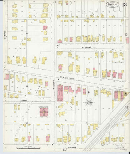 Sanborn Fire Insurance Map from Findlay, Hancock County, Ohio (1901), Sheet #0013 - Complete Map Set gallery image, historic Sanborn map, vintage wall art, Ohio Ohio