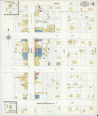 Sanborn Fire Insurance Map from Perkins, Payne County, Oklahoma (1908), Sheet #0002 - Complete Map Set gallery image, historic Sanborn map, vintage wall art, Oklahoma Oklahoma
