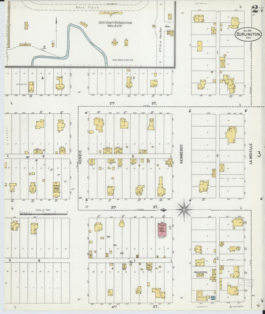 Sanborn Fire Insurance Map from Burlington, Coffey County, Kansas (1901), Sheet #0002 - Historic Sanborn Fire Insurance Map Print, vintage old map wall art, antique decor, genealogy gift, Kansas Kansas map