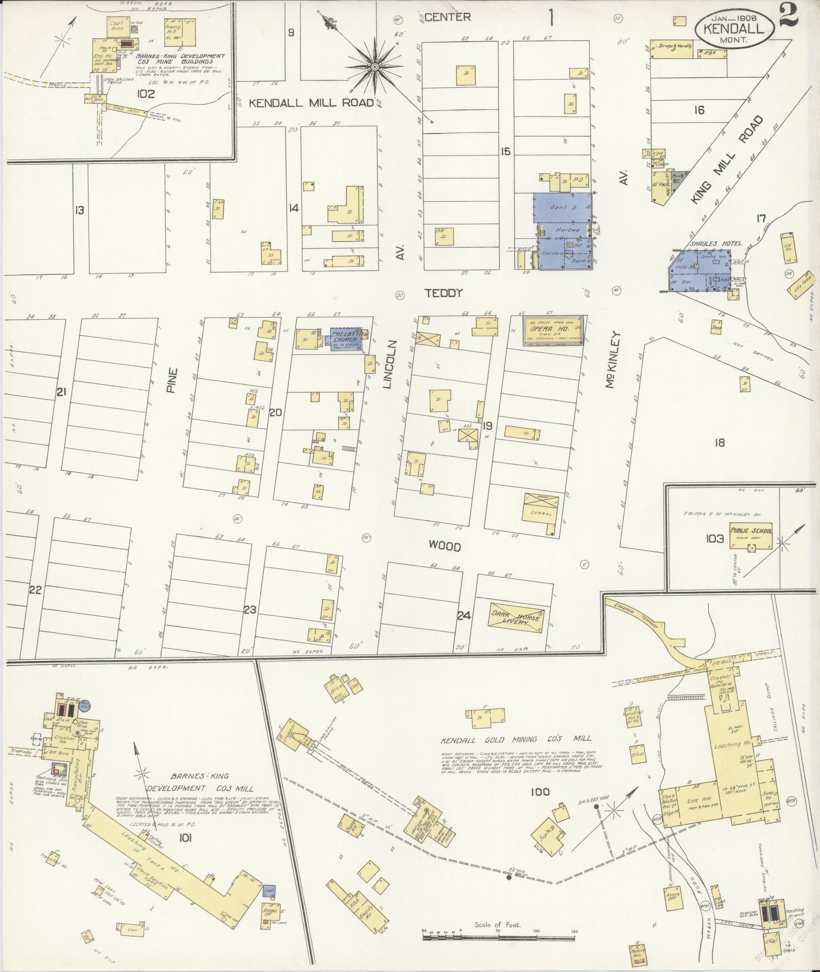 Sanborn Fire Insurance Map from Kendall, Fergus County, Montana (1908), Sheet #0002 - Historic Sanborn Fire Insurance Map Print, vintage old map wall art, antique decor, genealogy gift, Montana Montana map