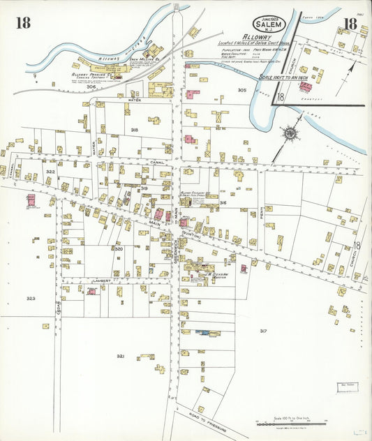 Sanborn Fire Insurance Map from Salem, Salem County, New Jersey (1923), Sheet #0018 - Historic Sanborn Fire Insurance Map Print, vintage old map wall art, antique decor, genealogy gift, New Jersey New Jersey map