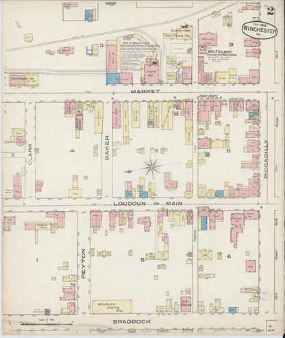 Sanborn Fire Insurance Map from Winchester, Independent Cities, Virginia (1885), Sheet #0002 - Complete Map Set gallery image, historic Sanborn map, vintage wall art, Virginia Virginia