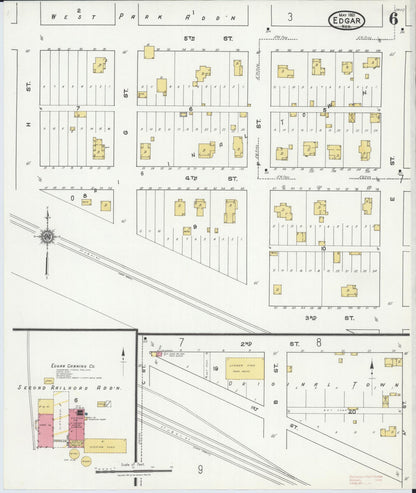 Sanborn Fire Insurance Map from Edgar, Clay County, Nebraska (1921), Sheet #0006 - Complete Map Set gallery image, historic Sanborn map, vintage wall art, Nebraska Nebraska
