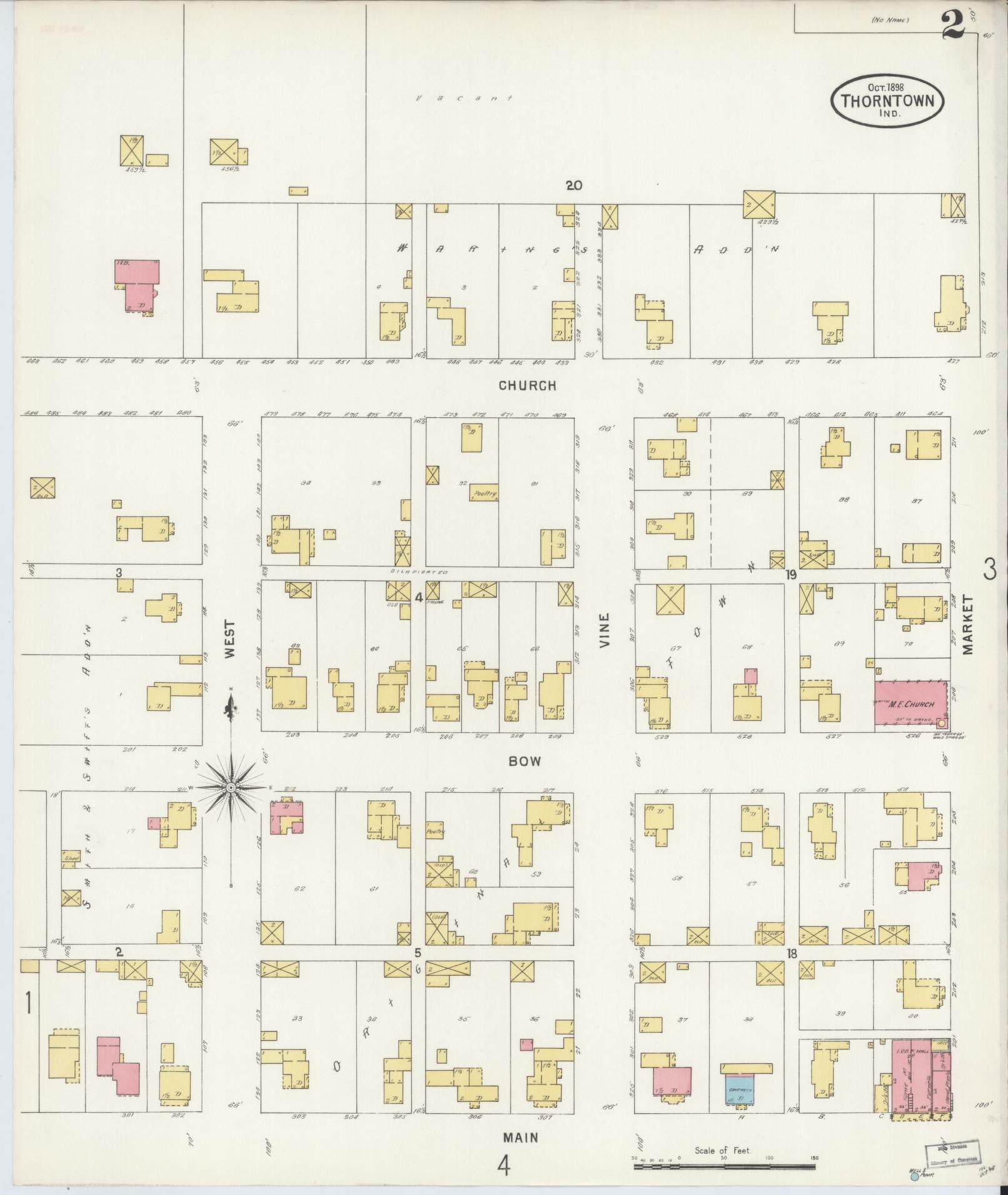Sanborn Fire Insurance Map from Thorntown, Boone County, Indiana (1898), Sheet #0002 - Complete Map Set gallery image, historic Sanborn map, vintage wall art, Indiana Indiana