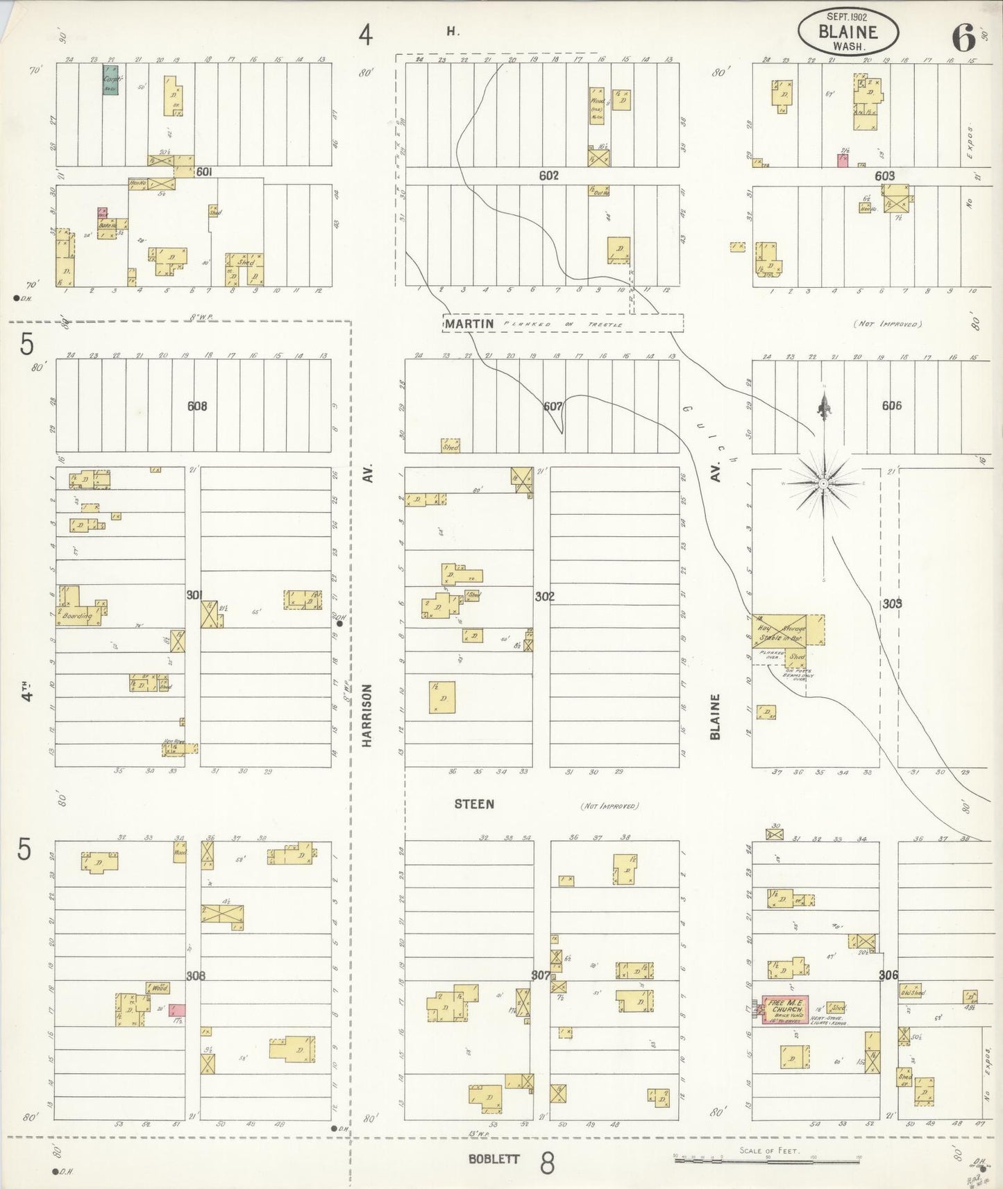 Sanborn Fire Insurance Map from Blaine, Whatcom County, Washington (1902), Sheet #0006 - Complete Map Set gallery image, historic Sanborn map, vintage wall art, Washington Washington