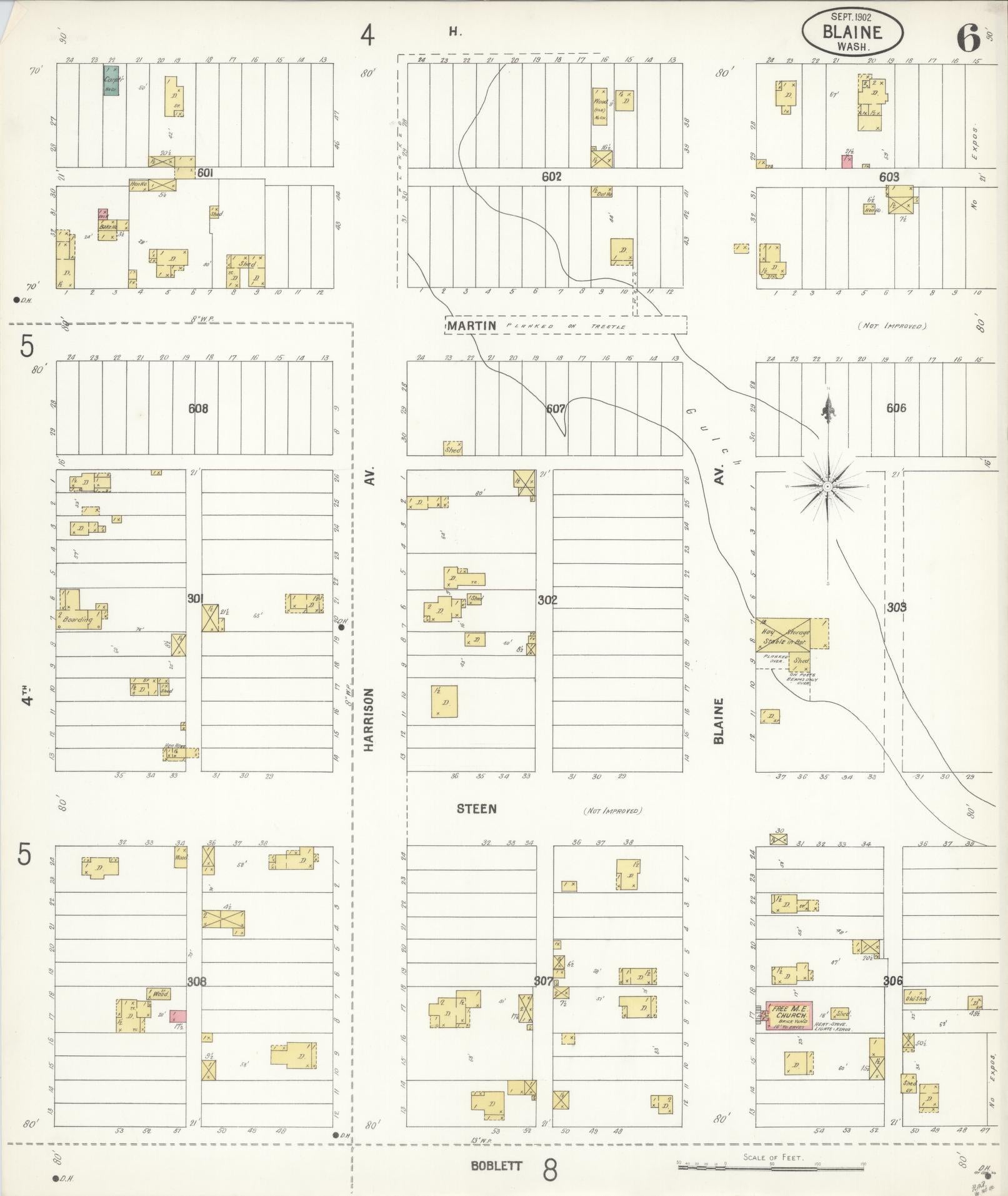 Sanborn Fire Insurance Map from Blaine, Whatcom County, Washington (1902), Sheet #0006 - Complete Map Set gallery image, historic Sanborn map, vintage wall art, Washington Washington