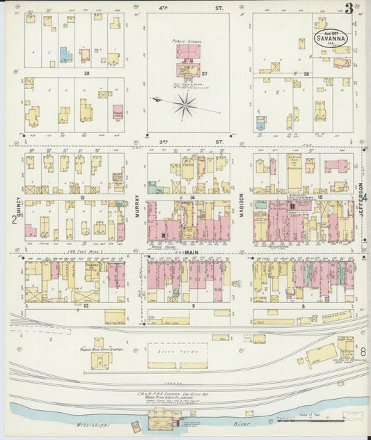 Sanborn Fire Insurance Map from Savanna, Carroll County, Illinois (1897), Sheet #0003 - Historic Sanborn Fire Insurance Map Print, vintage old map wall art, antique decor, genealogy gift, Illinois Illinois map