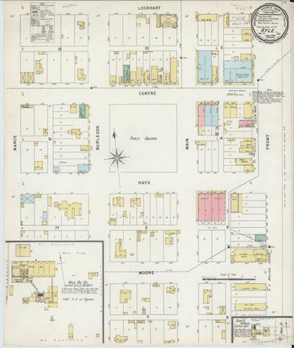Sanborn Fire Insurance Map from Kyle, Hays County, Texas (1896), Sheet #0001 - Historic Sanborn Fire Insurance Map Print, vintage old map wall art, antique decor, genealogy gift, Texas Texas map