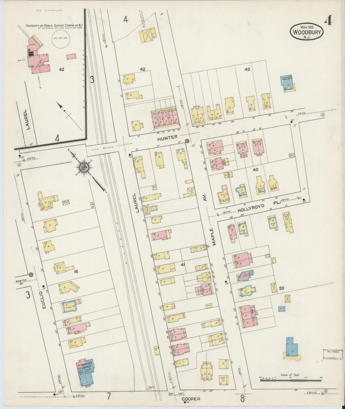Sanborn Fire Insurance Map from Woodbury, Gloucester County, New Jersey (1915), Sheet #0004 - Complete Map Set gallery image, historic Sanborn map, vintage wall art, New Jersey New Jersey