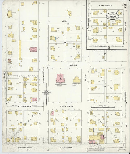 Sanborn Fire Insurance Map from Nappanee, Elkhart County, Indiana (1910), Sheet #0002 - Historic Sanborn Fire Insurance Map Print, vintage old map wall art, antique decor, genealogy gift, Indiana Indiana map
