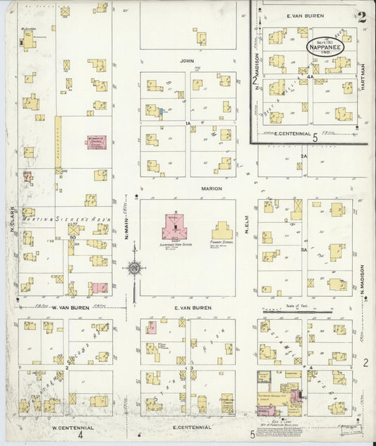 Sanborn Fire Insurance Map from Nappanee, Elkhart County, Indiana (1910), Sheet #0002 - Historic Sanborn Fire Insurance Map Print, vintage old map wall art, antique decor, genealogy gift, Indiana Indiana map
