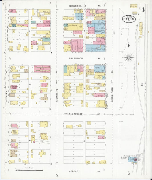 Sanborn Fire Insurance Map from Raton, Colfax County, New Mexico (1902), Sheet #0004 - Historic Sanborn Fire Insurance Map Print, vintage old map wall art, antique decor, genealogy gift, New Mexico New Mexico map