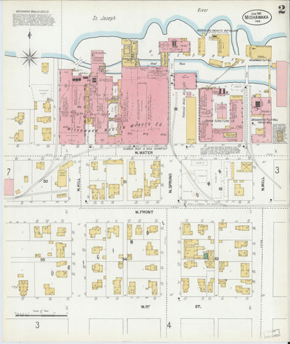 Sanborn Fire Insurance Map from Mishawaka, Saint Joseph County, Indiana (1901), Sheet #0002 - Complete Map Set gallery image, historic Sanborn map, vintage wall art, Indiana Indiana