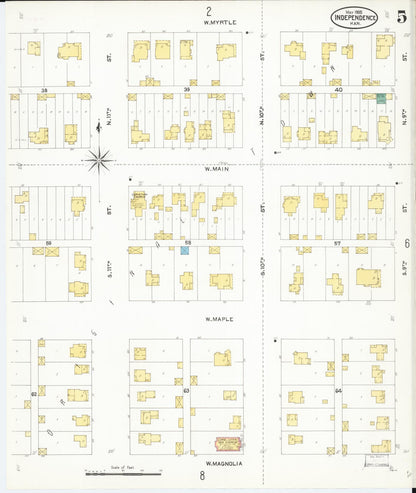 Sanborn Fire Insurance Map from Independence, Montgomery County, Kansas (1905), Sheet #0005 - Complete Map Set gallery image, historic Sanborn map, vintage wall art, Kansas Kansas