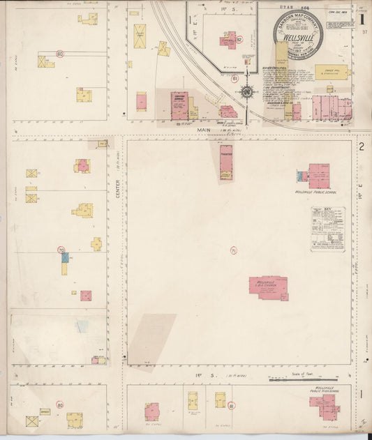 Sanborn Fire Insurance Map from Wellsville, Cache County, Utah (1929), Sheet #0001 - Historic Sanborn Fire Insurance Map Print, vintage old map wall art, antique decor, genealogy gift, Utah Utah map