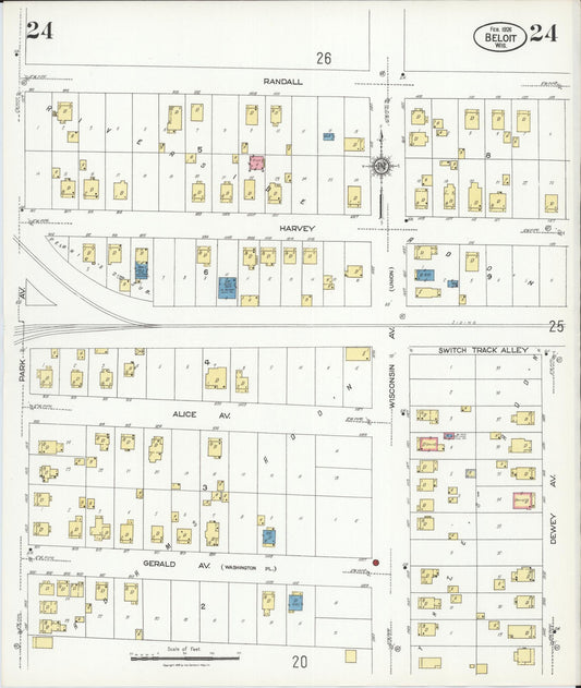 Sanborn Fire Insurance Map from Beloit, Rock County, Wisconsin (1926), Sheet #0024 - Historic Sanborn Fire Insurance Map Print, vintage old map wall art, antique decor, genealogy gift, Wisconsin Wisconsin map