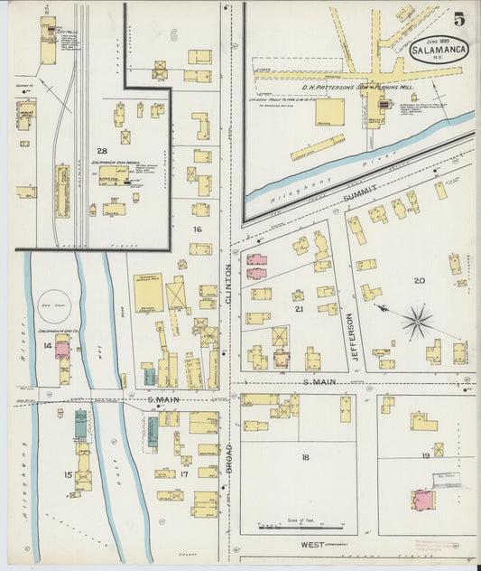 Sanborn Fire Insurance Map from Salamanca, Cattaraugus County, New York (1893), Sheet #0005 - Historic Sanborn Fire Insurance Map Print, vintage old map wall art, antique decor, genealogy gift, New York New York map