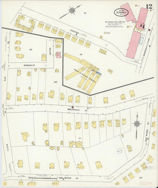 Sanborn Fire Insurance Map from Summit, Union County, New Jersey (1911), Sheet #0012 - Historic Sanborn Fire Insurance Map Print, vintage old map wall art, antique decor, genealogy gift, New Jersey New Jersey map