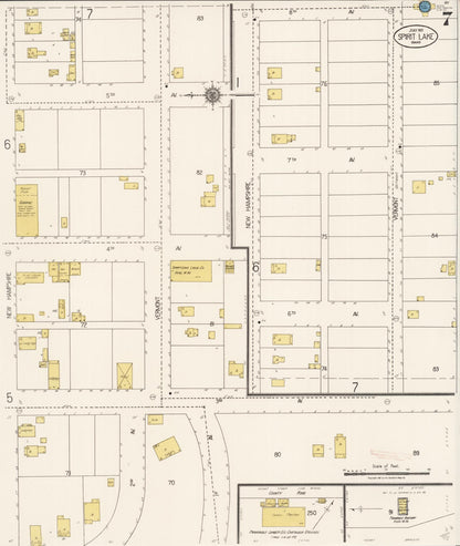 Sanborn Fire Insurance Map from Spirit Lake, Kootenai County, Idaho (1921), Sheet #0007 - Complete Map Set gallery image, historic Sanborn map, vintage wall art, Idaho Idaho