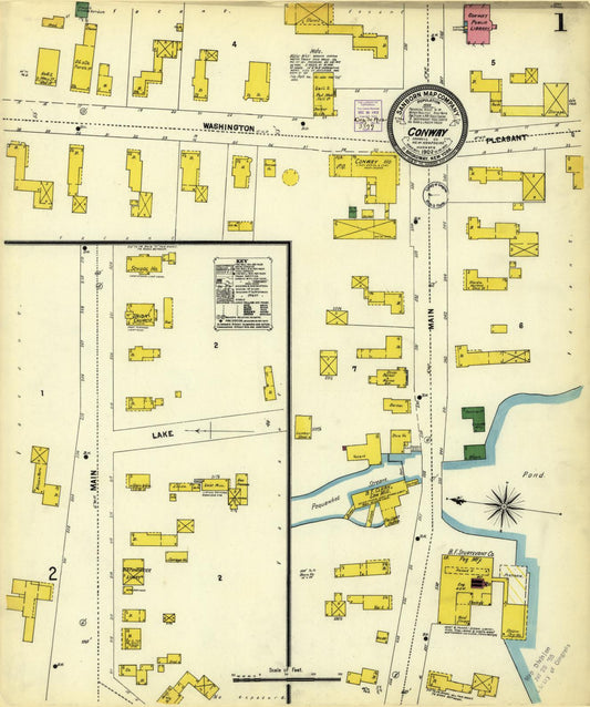 Sanborn Fire Insurance Map from Conway, Carroll County, New Hampshire (1902), Sheet #0001 - Historic Sanborn Fire Insurance Map Print, vintage old map wall art, antique decor, genealogy gift, New Hampshire New Hampshire map