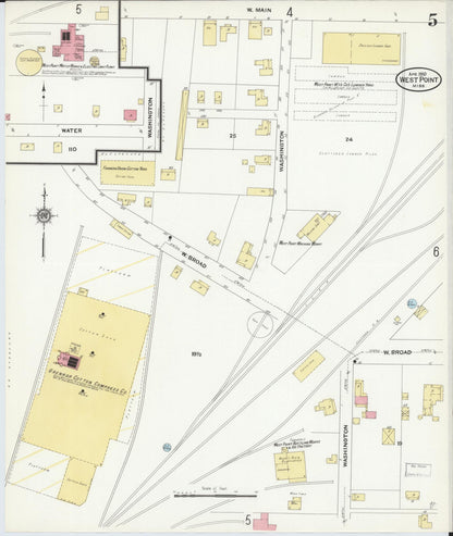 Sanborn Fire Insurance Map from West Point, Clay County, Mississippi (1910), Sheet #0005 - Complete Map Set gallery image, historic Sanborn map, vintage wall art, Mississippi Mississippi