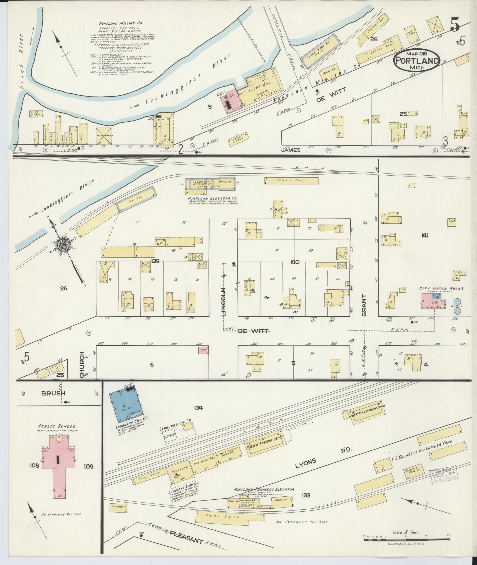 Sanborn Fire Insurance Map from Portland, Ionia County, Michigan (1918), Sheet #0005 - Complete Map Set gallery image, historic Sanborn map, vintage wall art, Michigan Michigan