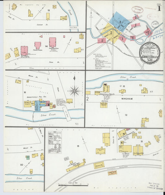 Sanborn Fire Insurance Map from Garrettsville, Portage County, Ohio (1899), Sheet #0001 - Historic Sanborn Fire Insurance Map Print, vintage old map wall art, antique decor, genealogy gift, Ohio Ohio map