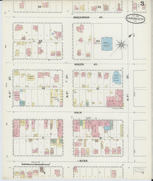 Sanborn Fire Insurance Map from Canon City, Fremont County, Colorado (1890), Sheet #0003 - Historic Sanborn Fire Insurance Map Print, vintage old map wall art, antique decor, genealogy gift, Colorado Colorado map