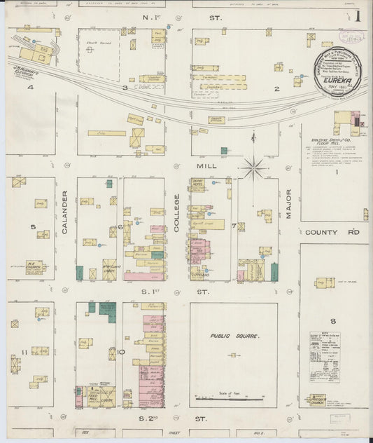 Sanborn Fire Insurance Map from Eureka, Woodford County, Illinois (1885), Sheet #0001 - Historic Sanborn Fire Insurance Map Print, vintage old map wall art, antique decor, genealogy gift, Illinois Illinois map