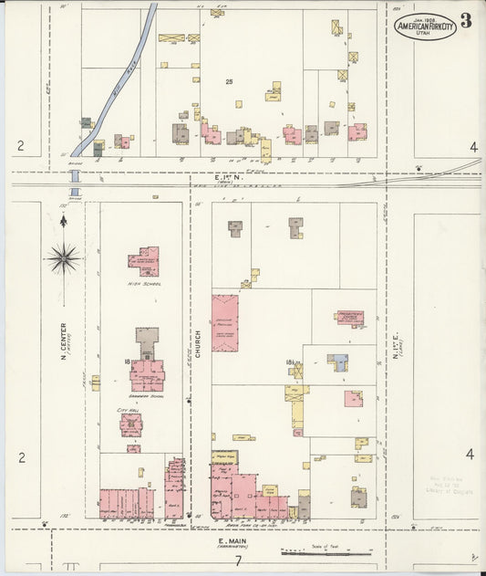 Sanborn Fire Insurance Map from American Fork, Utah County, Utah (1908), Sheet #0003 - Historic Sanborn Fire Insurance Map Print, vintage old map wall art, antique decor, genealogy gift, American Fork Utah map