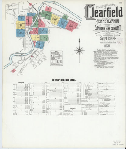 Sanborn Fire Insurance Map from Clearfield, Clearfield County, Pennsylvania (1904), Sheet #0001 - Complete Map Set gallery image, historic Sanborn map, vintage wall art, Pennsylvania Pennsylvania