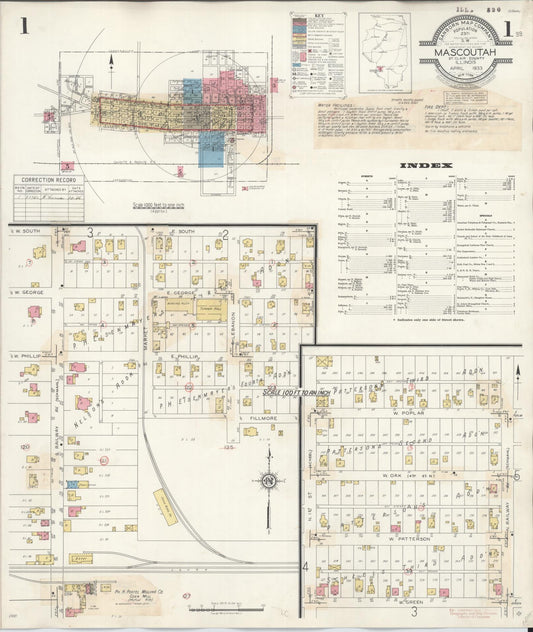 Sanborn Fire Insurance Map from Mascoutah, Saint Clair County, Illinois (1942), Sheet #0001 - Complete Map Set gallery image, historic Sanborn map, vintage wall art, Illinois Illinois