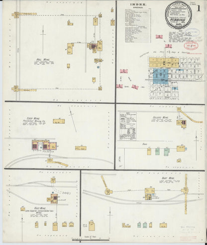 Sanborn Fire Insurance Map from Hibbing, Saint Louis County, Minnesota (1897), Sheet #0001 - Complete Map Set gallery image, historic Sanborn map, vintage wall art, Minnesota Minnesota