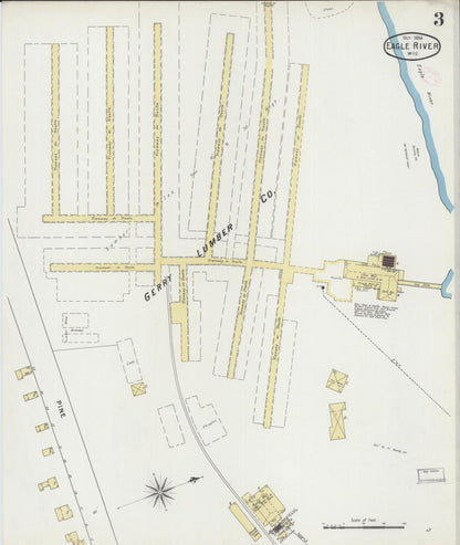 Sanborn Fire Insurance Map from Eagle River, Vilas County, Wisconsin (1894), Sheet #0003 - Historic Sanborn Fire Insurance Map Print, vintage old map wall art, antique decor, genealogy gift, Wisconsin Wisconsin map