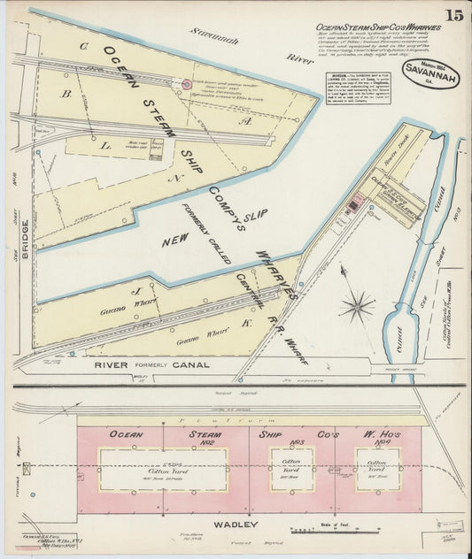 Sanborn Fire Insurance Map from Savannah, Chatham County, Georgia (1884), Sheet #0015 - Historic Sanborn Fire Insurance Map Print, vintage old map wall art, antique decor, genealogy gift, Georgia Georgia map