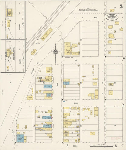 Sanborn Fire Insurance Map from Three Forks, Gallatin County, Montana (1914), Sheet #0003 - Complete Map Set gallery image, historic Sanborn map, vintage wall art, Montana Montana