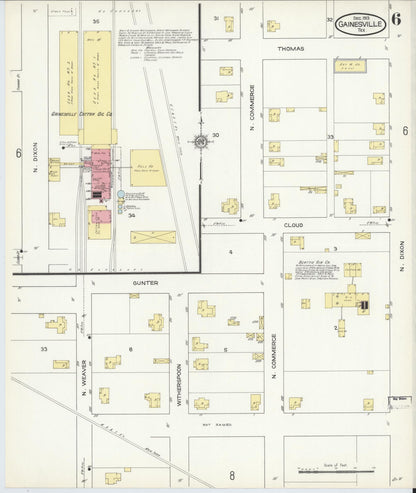 Sanborn Fire Insurance Map from Gainesville, Cooke County, Texas (1913), Sheet #0006 - Complete Map Set gallery image, historic Sanborn map, vintage wall art, Texas Texas