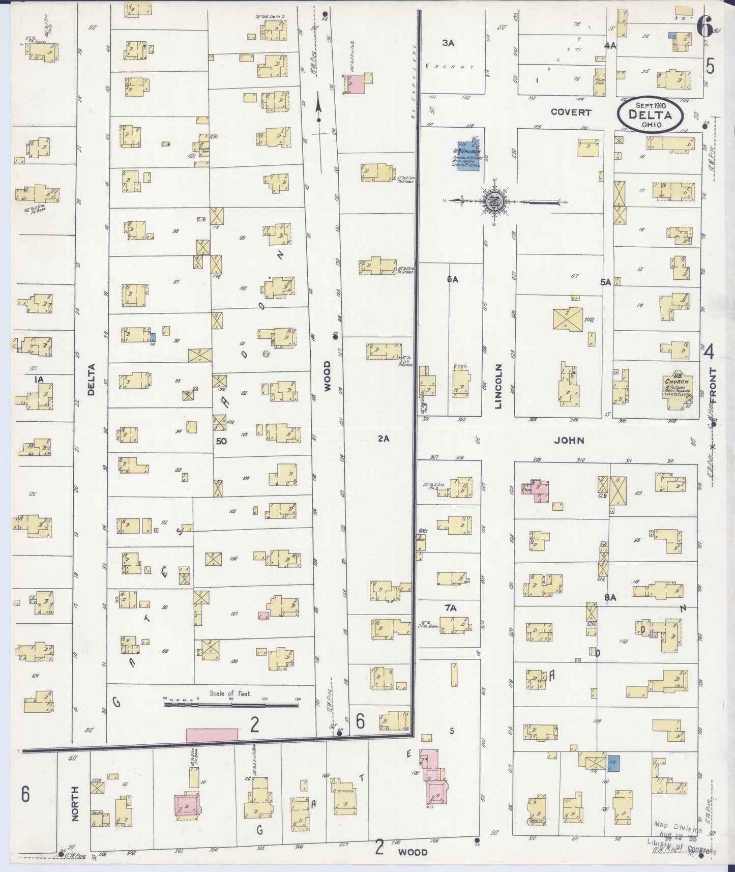 Sanborn Fire Insurance Map from Delta, Fulton County, Ohio (1910), Sheet #0006 - Historic Sanborn Fire Insurance Map Print, vintage old map wall art, antique decor, genealogy gift, Ohio Ohio map