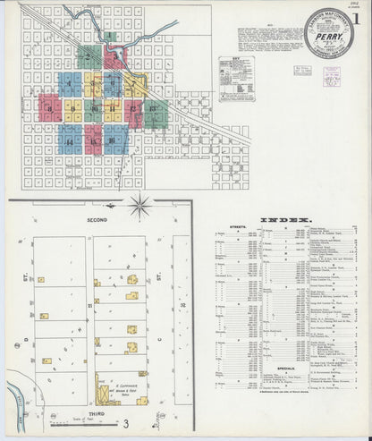Sanborn Fire Insurance Map from Perry, Noble County, Oklahoma (1903), Sheet #0001 - Complete Map Set gallery image, historic Sanborn map, vintage wall art, Oklahoma Oklahoma