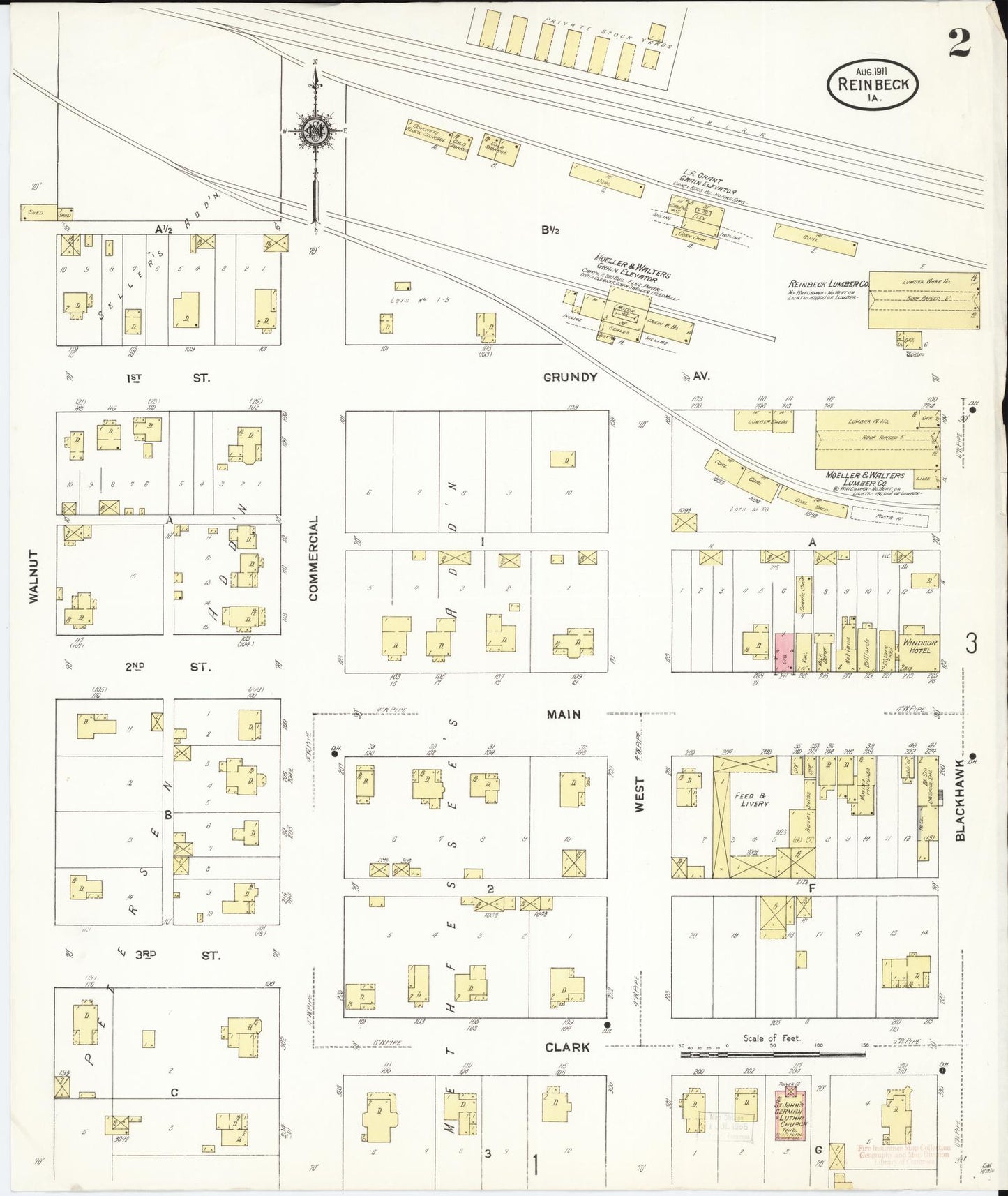 Sanborn Fire Insurance Map from Reinbeck, Grundy County, Iowa (1911), Sheet #0002 - Historic Sanborn Fire Insurance Map Print
