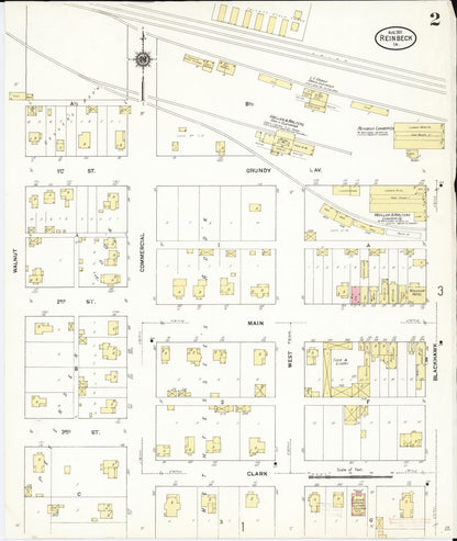 Sanborn Fire Insurance Map from Reinbeck, Grundy County, Iowa (1911), Sheet #0002 - Historic Sanborn Fire Insurance Map Print