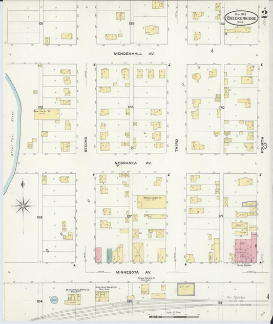 Sanborn Fire Insurance Map from Breckenridge, Wilkin County, Minnesota (1909), Sheet #0002 - Historic Sanborn Fire Insurance Map Print, vintage old map wall art, antique decor, genealogy gift, Minnesota Minnesota map