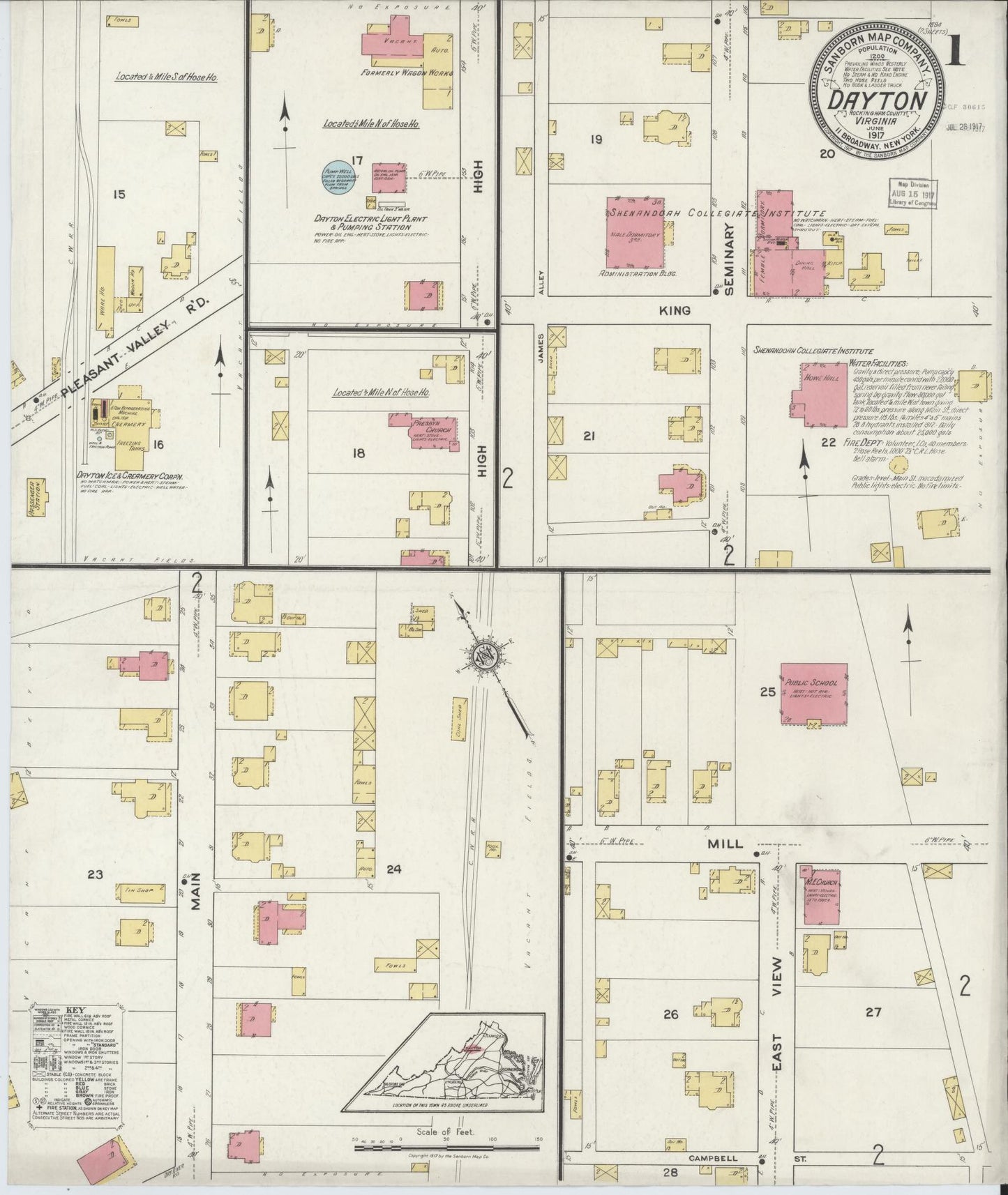 Sanborn Fire Insurance Map from Dayton, Rockingham County, Virginia. (1917) – Historic Sanborn Fire Insurance Map Print