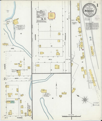 Sanborn Fire Insurance Map from Mondovi, Buffalo County, Wisconsin (1903), Sheet #0001 - Complete Map Set gallery image, historic Sanborn map, vintage wall art, Wisconsin Wisconsin