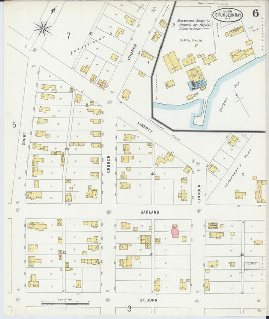 Sanborn Fire Insurance Map from Sturgeon Bay, Door County, Wisconsin (1898), Sheet #0006 - Historic Sanborn Fire Insurance Map Print, vintage old map wall art, antique decor, genealogy gift, Wisconsin Wisconsin map