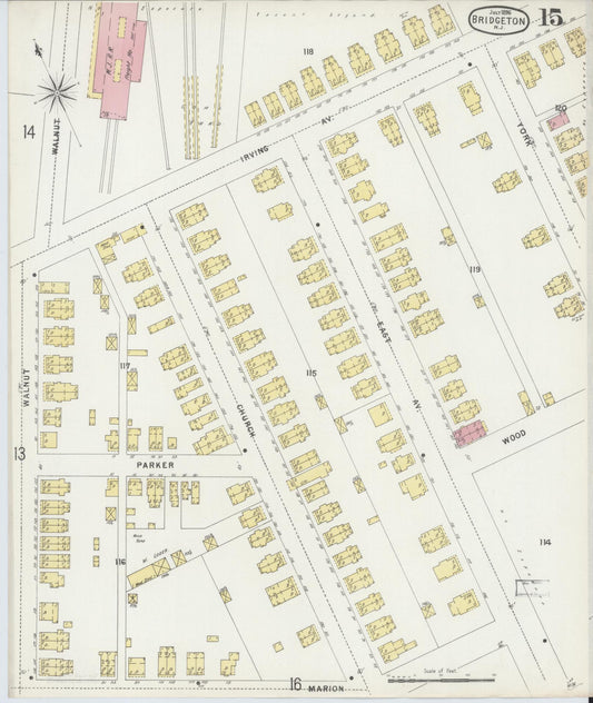 Sanborn Fire Insurance Map from Bridgeton, Cumberland County, New Jersey (1896), Sheet #0015 - Historic Sanborn Fire Insurance Map Print, vintage old map wall art, antique decor, genealogy gift, New Jersey New Jersey map