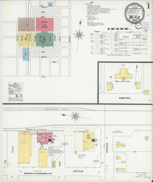 Sanborn Fire Insurance Map from Mexia, Limestone County, Texas (1901), Sheet #0001 - Complete Map Set gallery image, historic Sanborn map, vintage wall art, Texas Texas